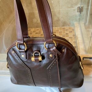 Authentic 100% YSL Brown Leather handbag